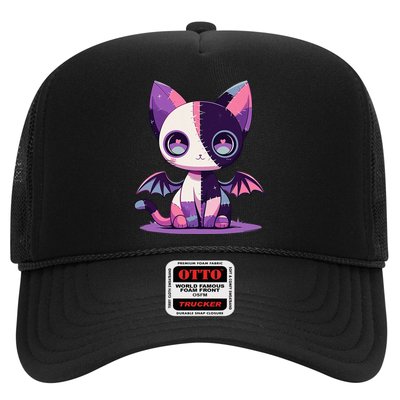 Kawaii Pastel Goth Creepy Cute Witchy Zombie Patchwork Cat Trucker Hat