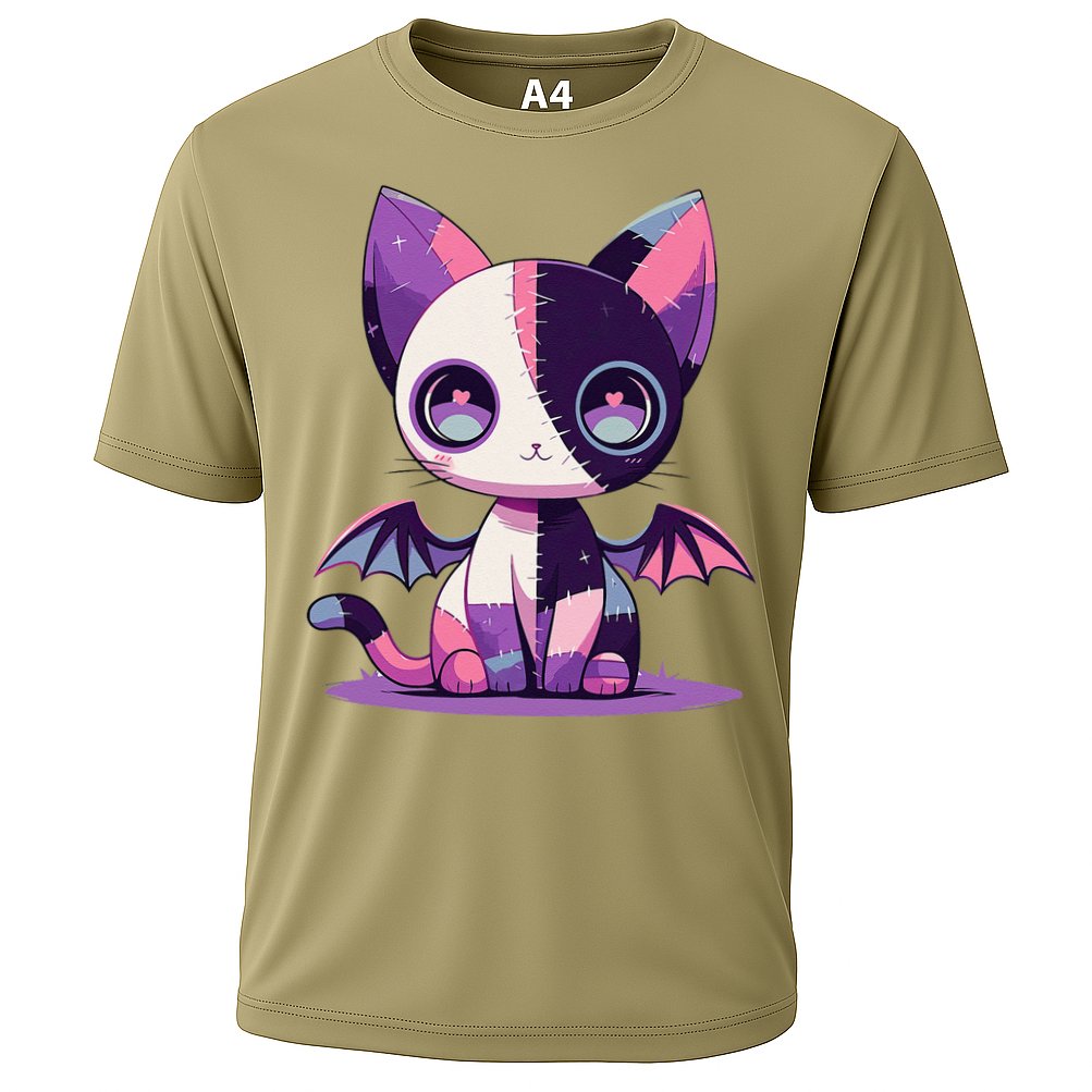 Kawaii Pastel Goth Creepy Cute Witchy Zombie Patchwork Cat Cooling Performance Crew T-Shirt