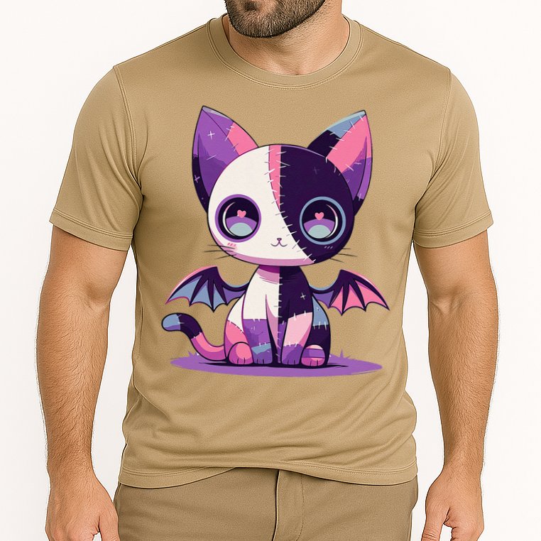 Kawaii Pastel Goth Creepy Cute Witchy Zombie Patchwork Cat Cooling Performance Crew T-Shirt