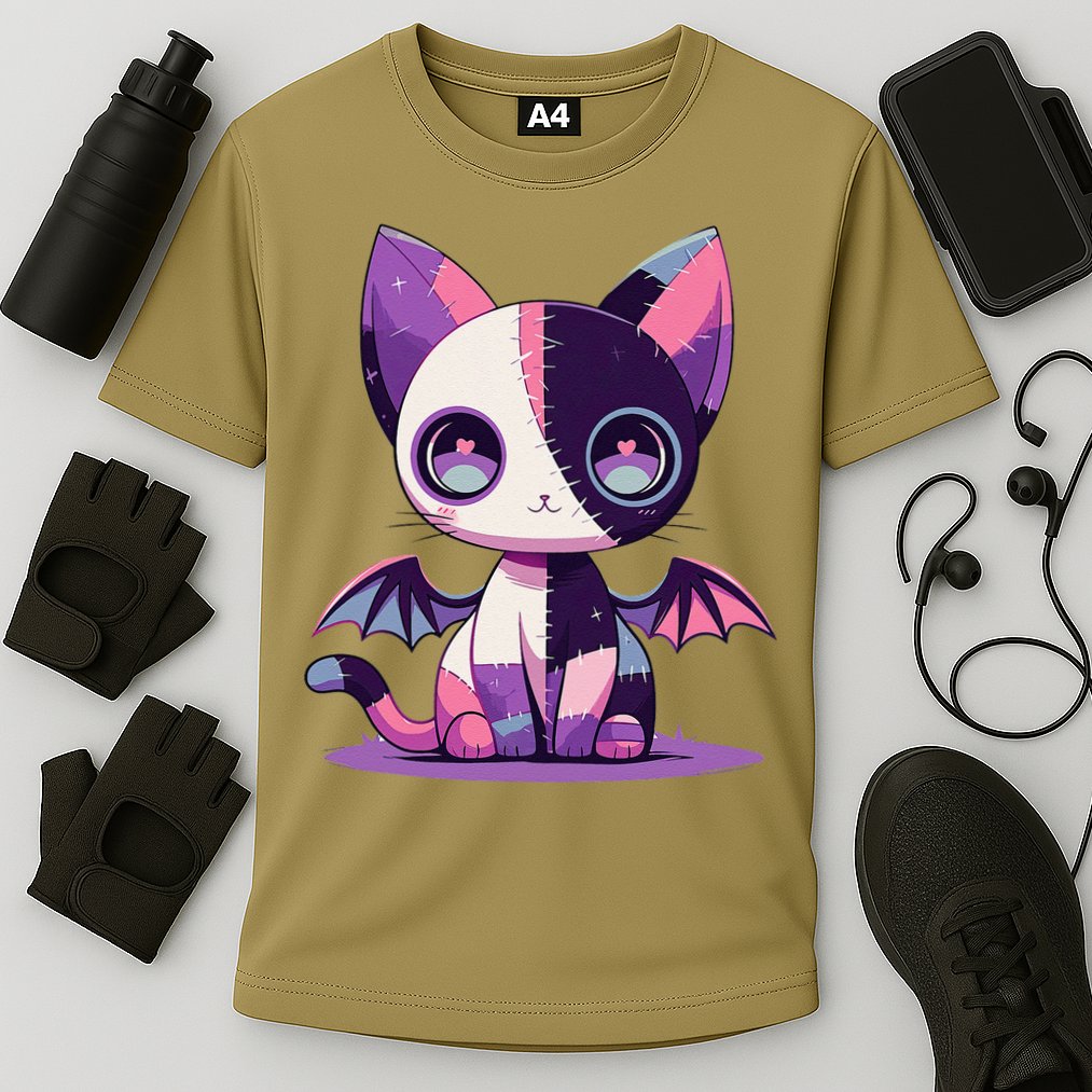 Kawaii Pastel Goth Creepy Cute Witchy Zombie Patchwork Cat Cooling Performance Crew T-Shirt