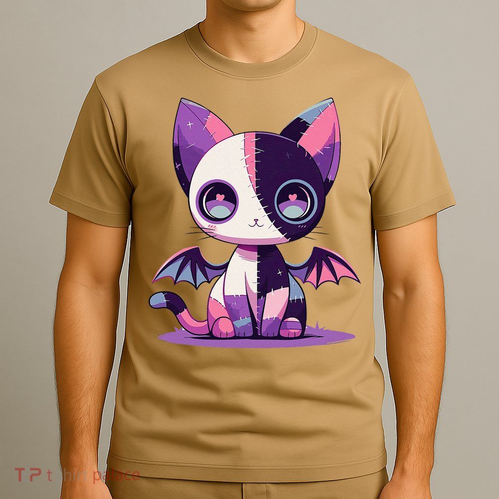 Kawaii Pastel Goth Creepy Cute Witchy Zombie Patchwork Cat T-Shirt