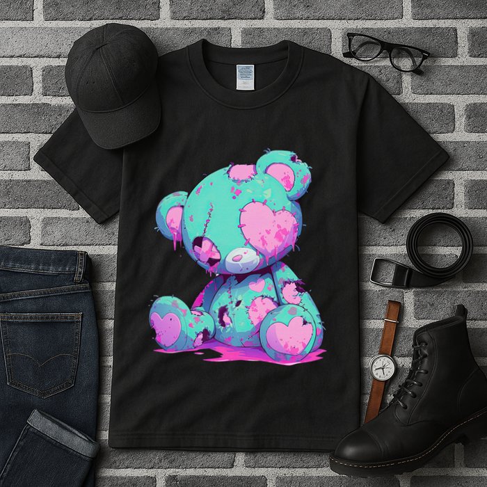 Kawaii Pastel Goth Creepy Cute Witchy Zombie Teddy Bear Tall T-Shirt