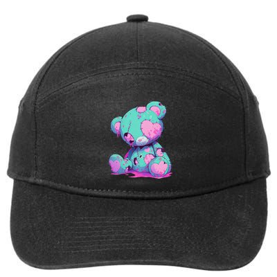 Kawaii Pastel Goth Creepy Cute Witchy Zombie Teddy Bear 7-Panel Snapback Hat