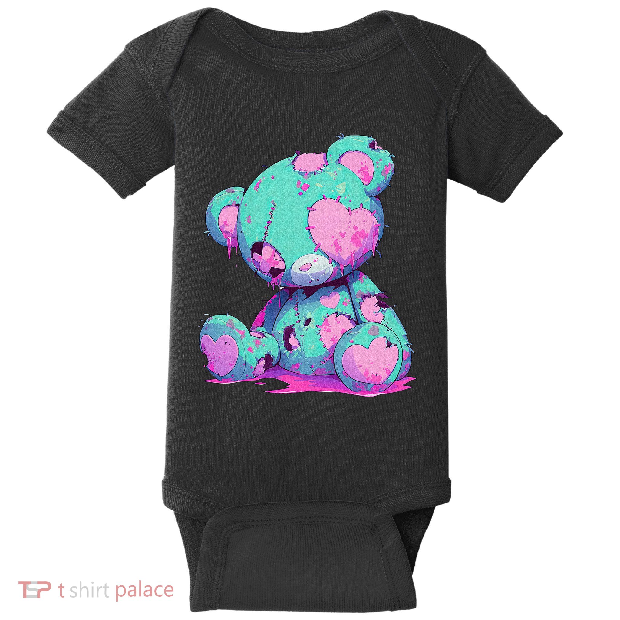 Kawaii Pastel Goth Creepy Cute Witchy Zombie Teddy Bear Baby Bodysuit