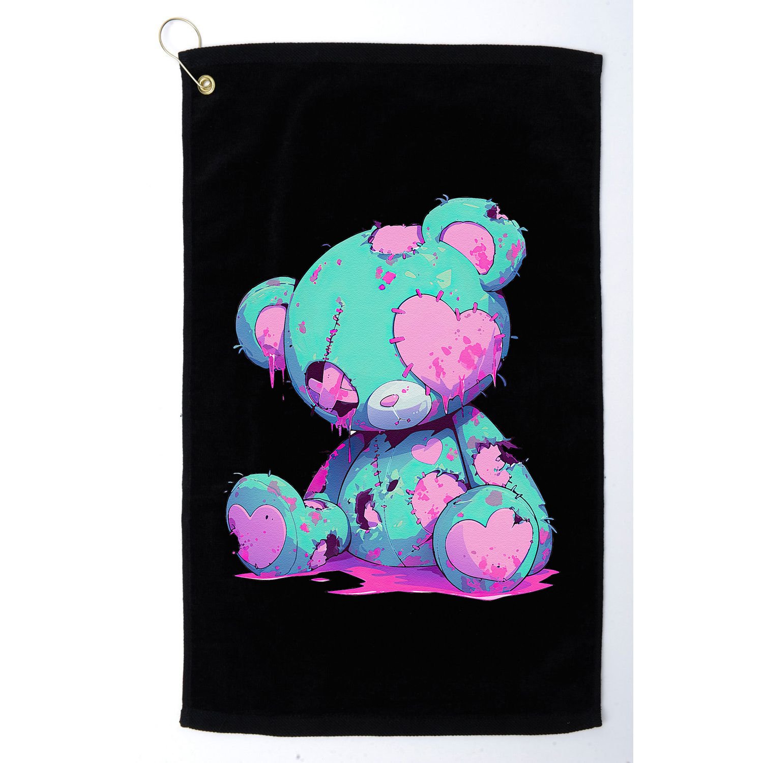 Kawaii Pastel Goth Creepy Cute Witchy Zombie Teddy Bear Golf Towel