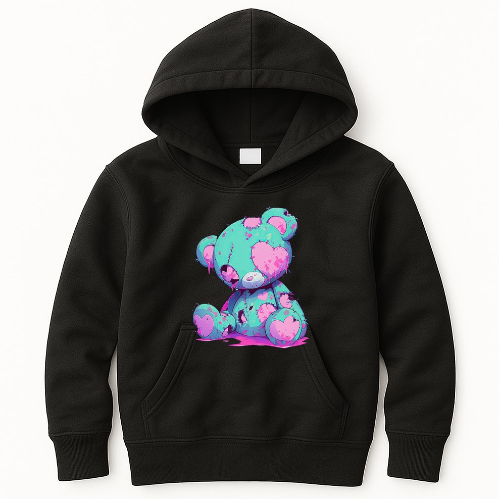 Kawaii Pastel Goth Creepy Cute Witchy Zombie Teddy Bear Kids Hoodie