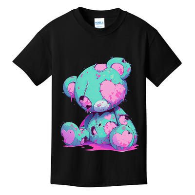 Kawaii Pastel Goth Creepy Cute Witchy Zombie Teddy Bear Kids T-Shirt