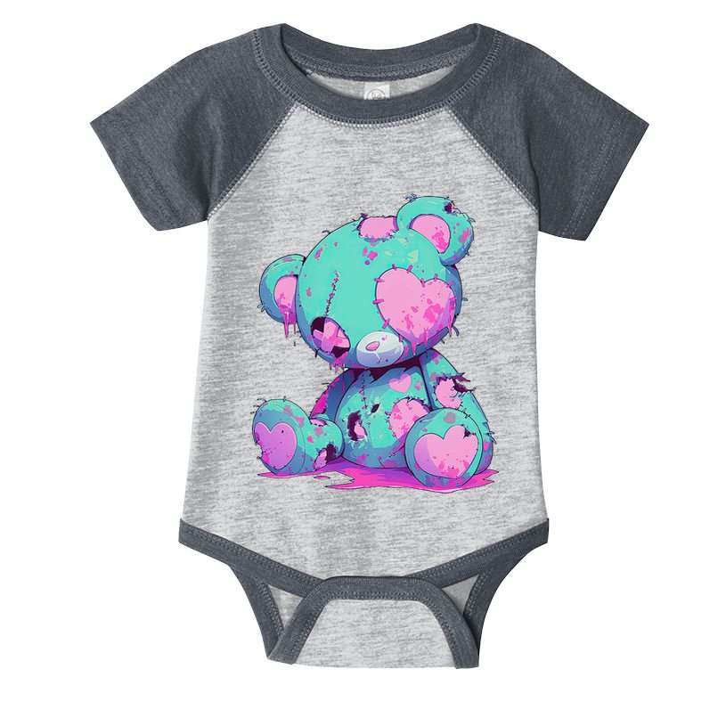 Kawaii Pastel Goth Creepy Cute Witchy Zombie Teddy Bear Infant Baby Jersey Bodysuit