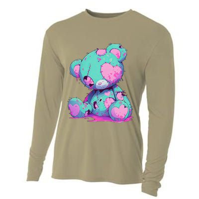 Kawaii Pastel Goth Creepy Cute Witchy Zombie Teddy Bear Cooling Performance Long Sleeve Crew