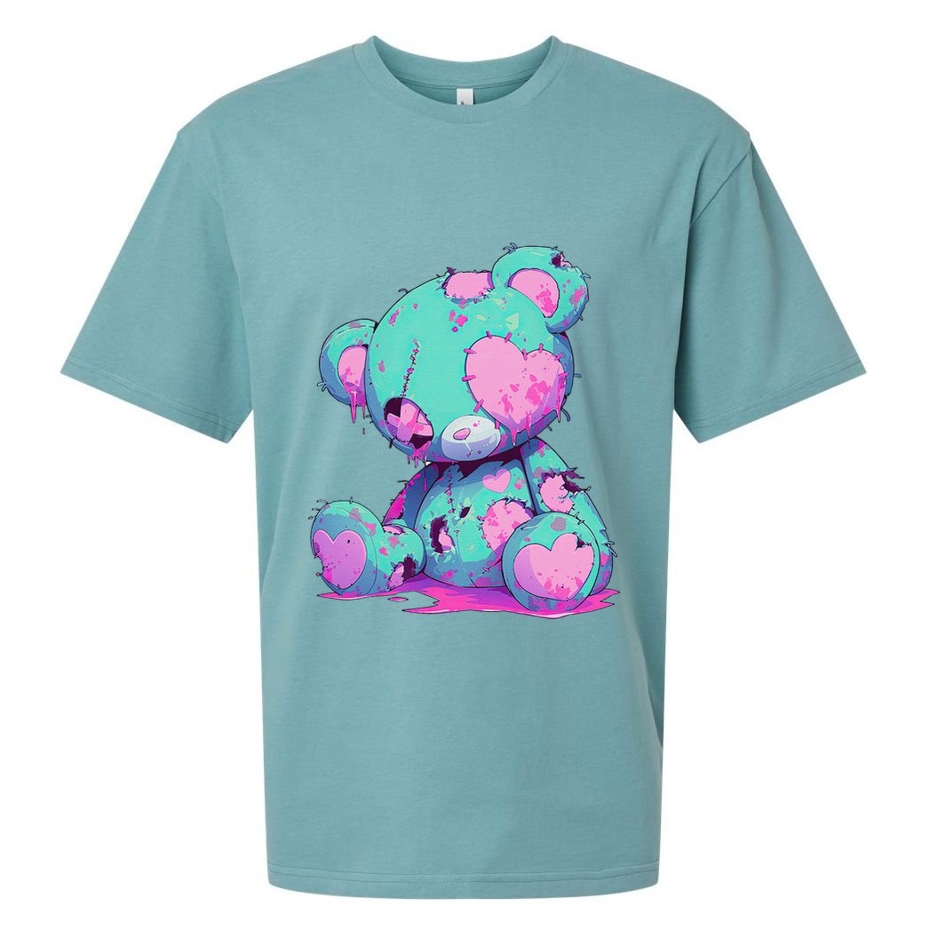 Kawaii Pastel Goth Creepy Cute Witchy Zombie Teddy Bear Sueded Cloud Jersey T-Shirt