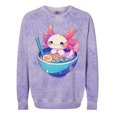 Kawaii Pastel Goth Cute Pin.K Axolotl In A Bowl Of Ramen Colorblast Crewneck Sweatshirt