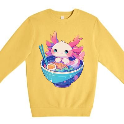 Kawaii Pastel Goth Cute Pin.K Axolotl In A Bowl Of Ramen Premium Crewneck Sweatshirt