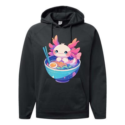 Kawaii Pastel Goth Cute Pin.K Axolotl In A Bowl Of Ramen Performance Fleece Hoodie