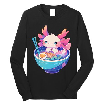 Kawaii Pastel Goth Cute Pin.K Axolotl In A Bowl Of Ramen Long Sleeve Shirt