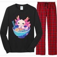 Kawaii Pastel Goth Cute Pin.K Axolotl In A Bowl Of Ramen Long Sleeve Pajama Set