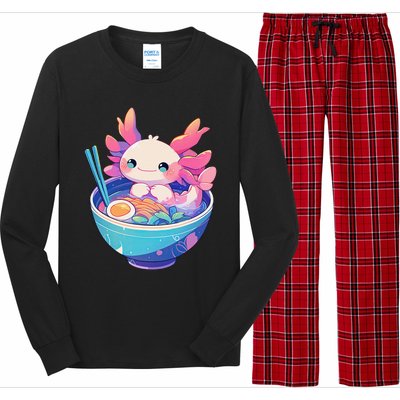 Kawaii Pastel Goth Cute Pin.K Axolotl In A Bowl Of Ramen Long Sleeve Pajama Set