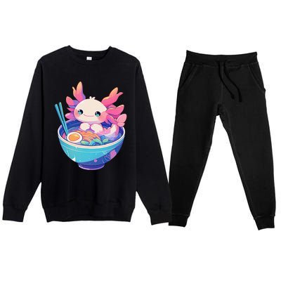 Kawaii Pastel Goth Cute Pin.K Axolotl In A Bowl Of Ramen Premium Crewneck Sweatsuit Set