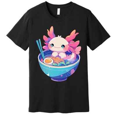 Kawaii Pastel Goth Cute Pin.K Axolotl In A Bowl Of Ramen Premium T-Shirt