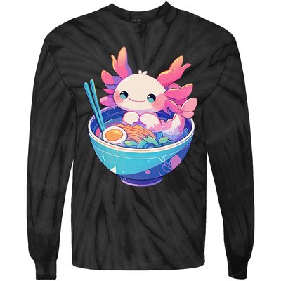 Kawaii Pastel Goth Cute Pin.K Axolotl In A Bowl Of Ramen Tie-Dye Long Sleeve Shirt