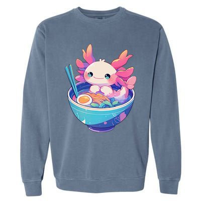 Kawaii Pastel Goth Cute Pin.K Axolotl In A Bowl Of Ramen Garment-Dyed Sweatshirt