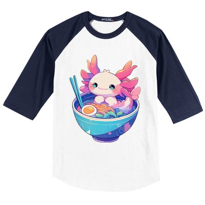 Kawaii Pastel Goth Cute Pin.K Axolotl In A Bowl Of Ramen Baseball Sleeve Shirt