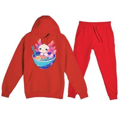 Kawaii Pastel Goth Cute Pin.K Axolotl In A Bowl Of Ramen Premium Hooded Sweatsuit Set