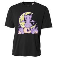 Kawaii Pastel Goth Cute Witchy Cat And Skull Anime Nu  Cooling Performance Crew T-Shirt