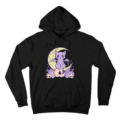 Kawaii Pastel Goth Cute Witchy Cat And Skull Anime Nu  Hoodie