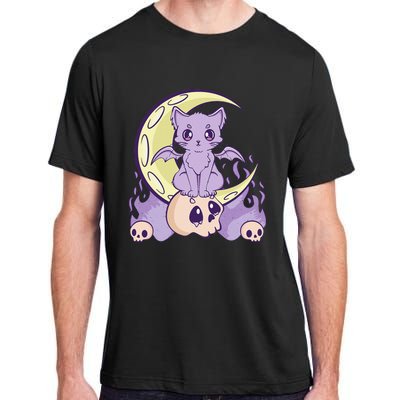 Kawaii Pastel Goth Cute Witchy Cat And Skull Anime Nu  Adult ChromaSoft Performance T-Shirt