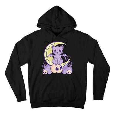 Kawaii Pastel Goth Cute Witchy Cat And Skull Anime Nu  Tall Hoodie