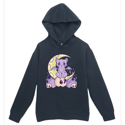 Kawaii Pastel Goth Cute Witchy Cat And Skull Anime Nu  Urban Pullover Hoodie