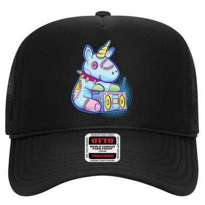 Kawaii Pastel Goth Unicorn Menhera Anime  High Crown Mesh Back Trucker Hat