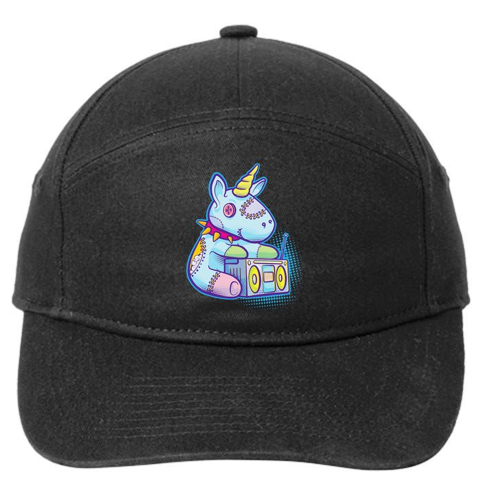 Kawaii Pastel Goth Unicorn Menhera Anime  7-Panel Snapback Hat