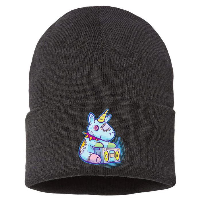 Kawaii Pastel Goth Unicorn Menhera Anime  Sustainable Knit Beanie