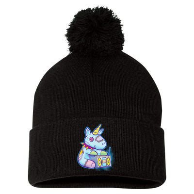 Kawaii Pastel Goth Unicorn Menhera Anime  Pom Pom 12in Knit Beanie