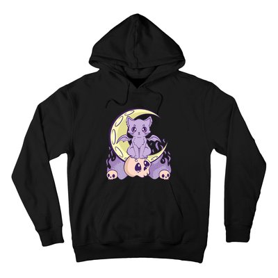 Kawaii Pastel Goth Cute Creepy Witchy Cat And Skull Anime Nu Hoodie