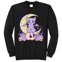 Kawaii Pastel Goth Cute Creepy Witchy Cat And Skull Anime Nu Sweatshirt