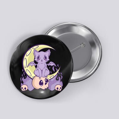 Kawaii Pastel Goth Cute Creepy Witchy Cat And Skull Anime Nu Button