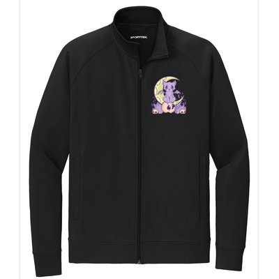 Kawaii Pastel Goth Cute Creepy Witchy Cat And Skull Anime Nu Stretch Full-Zip Cadet Jacket