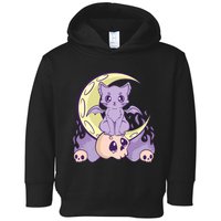 Kawaii Pastel Goth Cute Creepy Witchy Cat And Skull Anime Nu Toddler Hoodie