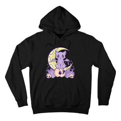 Kawaii Pastel Goth Cute Creepy Witchy Cat And Skull Anime Nu Tall Hoodie