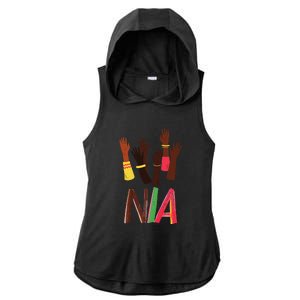 Kwanzaa Principles Green And Red Font African Principles Ladies PosiCharge Tri-Blend Wicking Draft Hoodie Tank