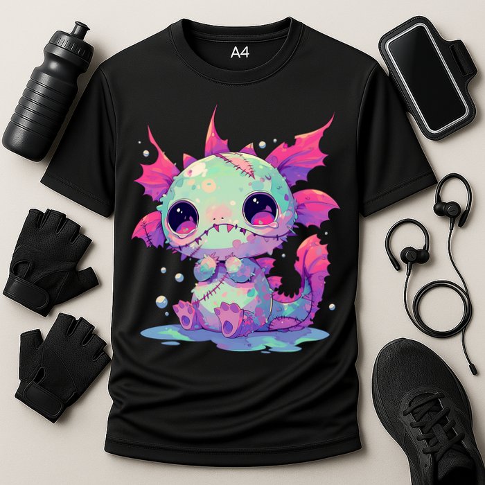 Kawaii Pastel Goth Creepy Cute Zombie Axolotl Cooling Performance Crew T-Shirt