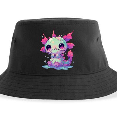 Kawaii Pastel Goth Creepy Cute Zombie Axolotl Sustainable Bucket Hat