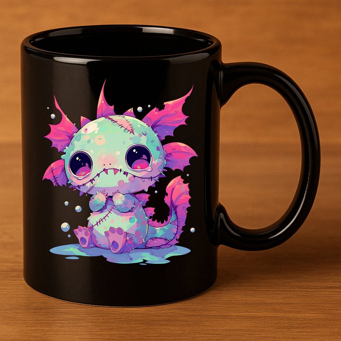 Kawaii Pastel Goth Creepy Cute Zombie Axolotl 11oz C Handle Ceramic Mug