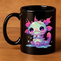 Kawaii Pastel Goth Creepy Cute Zombie Axolotl 11oz C Handle Ceramic Mug
