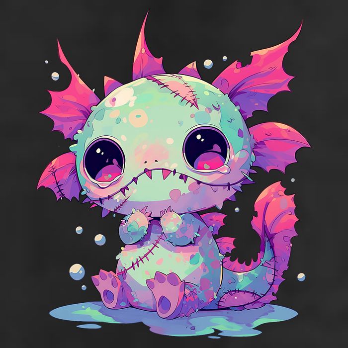 Kawaii Pastel Goth Creepy Cute Zombie Axolotl 11oz C Handle Ceramic Mug