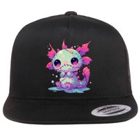 Kawaii Pastel Goth Creepy Cute Zombie Axolotl Flat Bill Trucker Hat