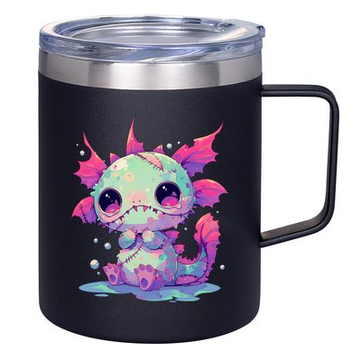 Kawaii Pastel Goth Creepy Cute Zombie Axolotl 12oz Stainless Steel Coffee Mug