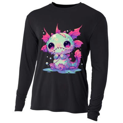 Kawaii Pastel Goth Creepy Cute Zombie Axolotl Cooling Performance Long Sleeve Crew